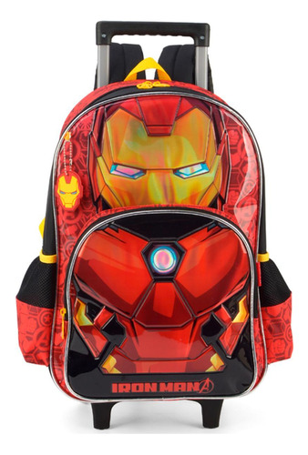 Mochila Escolar Rodinha Iron Man Mascara Vermelho Infantil