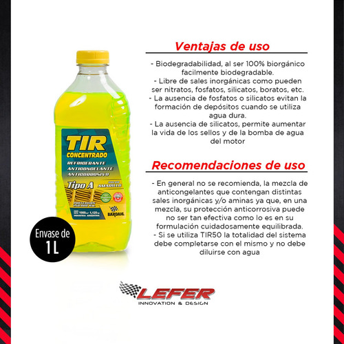 Tir Refrigerante Anticongelante Anticorrosivo Bardahl 1 L