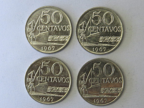 Lote De 4 Moedas De 50 Centavos De 1967