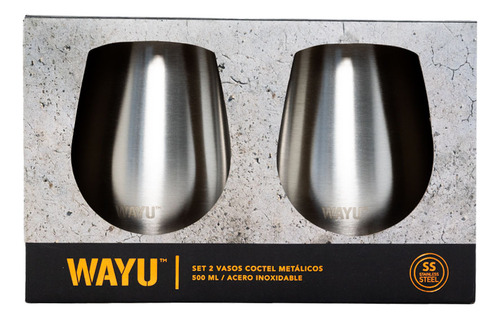 Set 2 Vasos Cocktail Metalicos 500ml Wayu