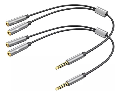 2pzs Adaptador Divisor Estereo Auxiliar 3.5mm Microfono