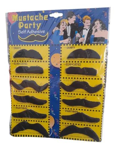 TRIXES Set De 12 Bigotes Autoadhesivos Para Disfraz – 6 Estilos Divertidos (Smarty, Rogue, Scoundrel, Casanova, Party Boy, Bandit), Ideales Para Carnaval Y Halloween