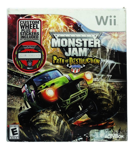 Jogo Monster Jam Path Of Destruction Com Volante Para Wii