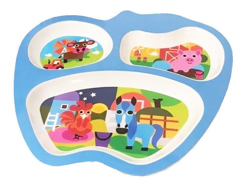 Imagen 4 de 6 de Plato Bebe Infantil 3 Divisiones Melamina Primeras Comidas