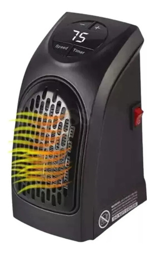 Mini Calefactor Eléctrico De Pared 800w Termostato - Tempori Negro