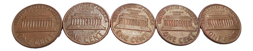 Lote 5 Moedas Antigas One Cent De Dólar Americano (Usado)