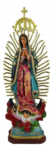 Virgen De Guadalupe Con Ojos De Cristal 50 Cm Resina Fina 