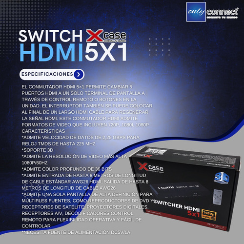 Switcher Xcase Hdmi 5x1 De Metal
