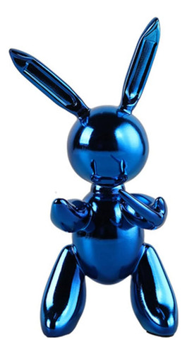 Estatua De Conejo Con Globo Decoración Hogar 20 Cm Azul