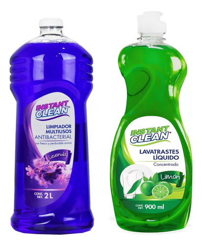 Kit De Lavatrastes Limón Y Limpiador Lavanda Instant Clean