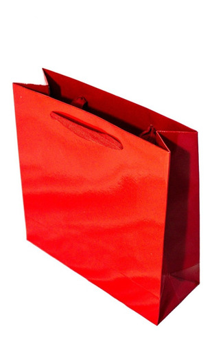 Bolsa Cartulina Roja Laminada 22x8x22 Con Manija X50