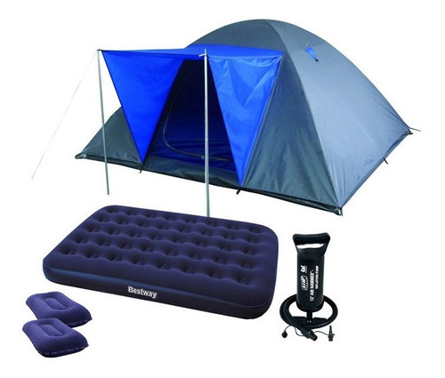 Carpa Con Techo + Colchon 2 Plazas + Inflador + 2 Almohadas