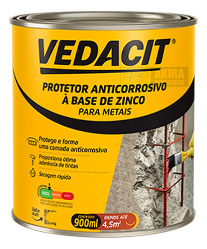 Primer Anticorrosivo Armatec Zn 900 Ml Zinco Metais Vedacit