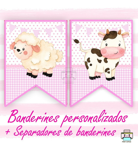 Banderines Cumpleaños Imprimible Personalizado Vaca Lola