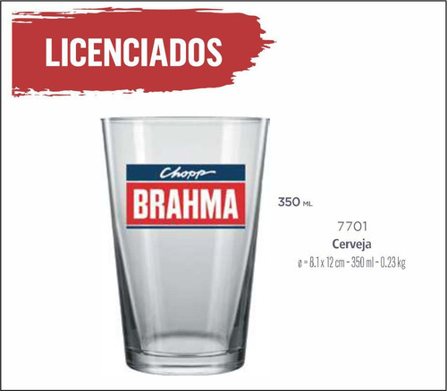 12 Copos Cerveja Chope Brahma 350ml De Vidro