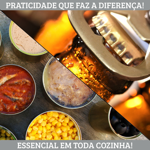 Abridor De Lata E Garrafa Aço Inox Resistente Cozinhas E Bar