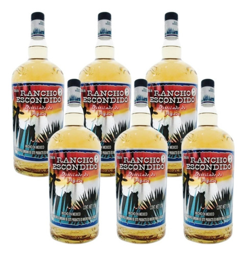 Caja De 6 Destilado De Agave Rancho Escondido 1750 Ml