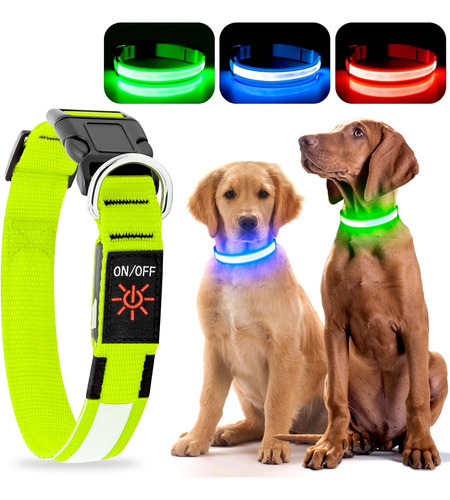 Collar De Perro Con Luz Led, Ajustable, Ultraligero Y Recarg