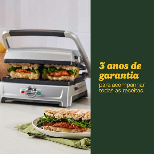 Grill Compacto Chapa E Panini Press Cuisinart Cor Cinza 127v