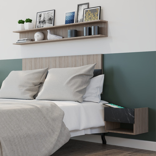 Cabecera Matrimonial De Pared Minimalista Con Carrara Negro Color Escandinavo Texturizado / Carrara