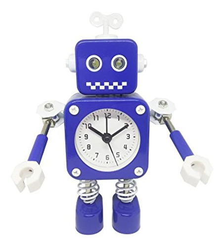 Reloj Despertador Con Luz De Tiempo De Robot De Metal Divert