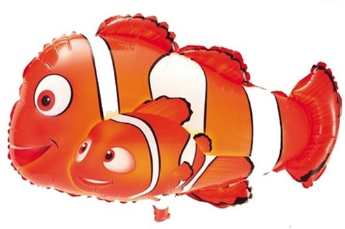 30 Balão Metalizado Peixe Nemo 60x38cm + Varetas 50cm