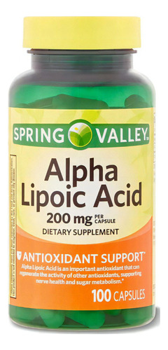 Antioxidante Acido Alfa Lipoico 100c 200mg Alpha Lipoic Acid Sabor Neutro