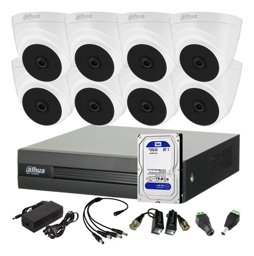 Kit Seguridad Dvr 8ch + 8 Cámaras Full Hd Interior + Disco