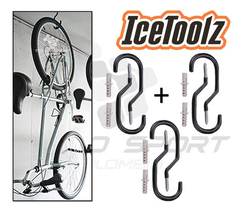 Imagen 2 de 8 de Gancho Colgar Bicicleta Pared Techo Soporte Organizador X 3