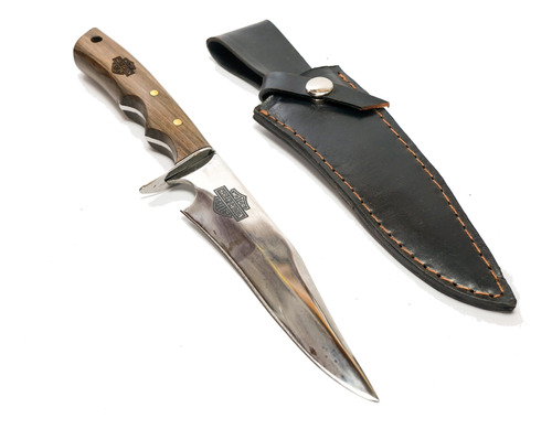 Cuchillo Bowie Con Grabado Harley Davidson. Hoja Inox 17cm