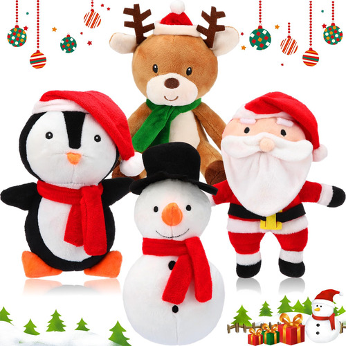 Peluches Navideños Papá Noel Muñeco De Nieve Reno Pingüino -