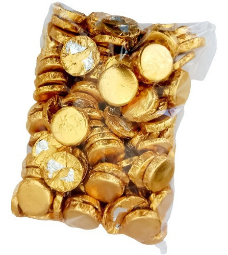 100 Monedas De Chocolate Color Dorado Candy Bar