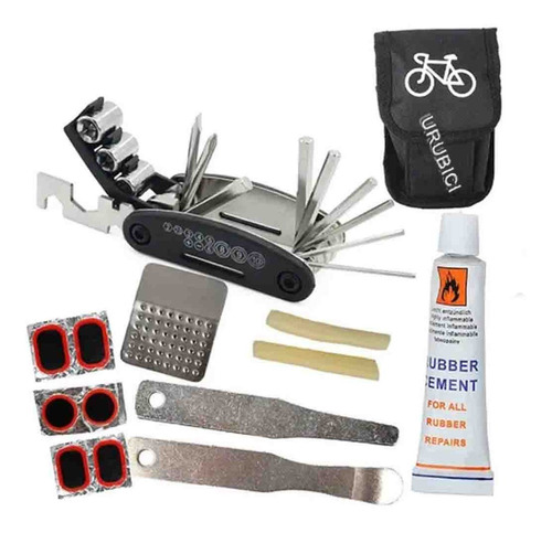 Kit Reparacion Bicicleta Con Herramientas Parches Y Estuche