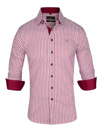 Imagen 1 de 5 de Camisas Elastizadas A Rayas Slim Fit - Quality Import Usa