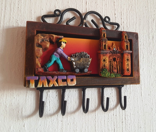 Taxco Gro Recuerdo Portallaves Hierro Madera Resina A115