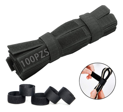 Cincho Suja Cables, Brida Con Velcro Reutlizable 100 Pzs