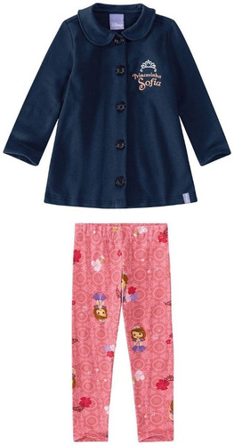 Conjunto Infantil Moletom Princesa Sofia Azul - Malwee