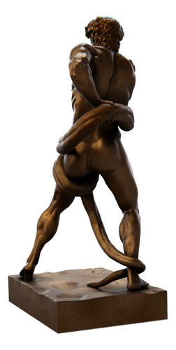 Estátua Atleta Lutando Contra Píton - Estatueta Frederic Cor Cor Cobre Antigo