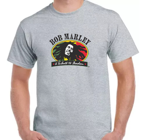 Remera Gris Sublimada Personalizada Bob Marley