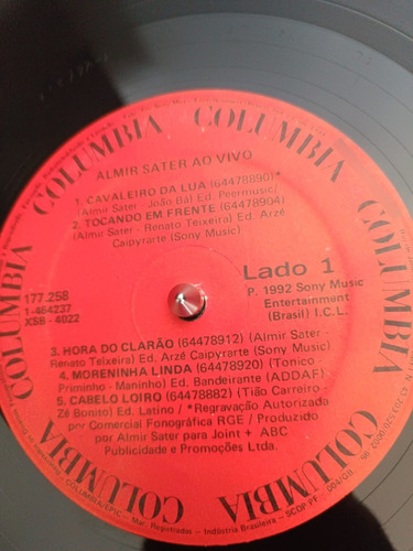 Lp Vinil - Almir Sater - Ao Vivo (Usado)