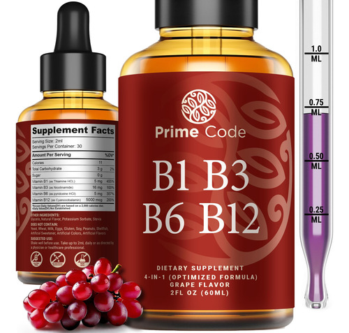 Prime Code Gotas Líquidas Vitamina B Complejo Alta Absorción