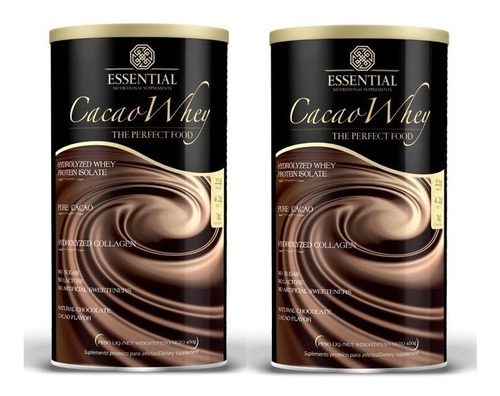 2 Potes De Cacao Whey  450g - Essential Nutrition .