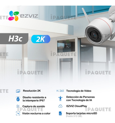 Cámara De Seguridad Ezviz 3mp Exterior Wifi Ip Sirena