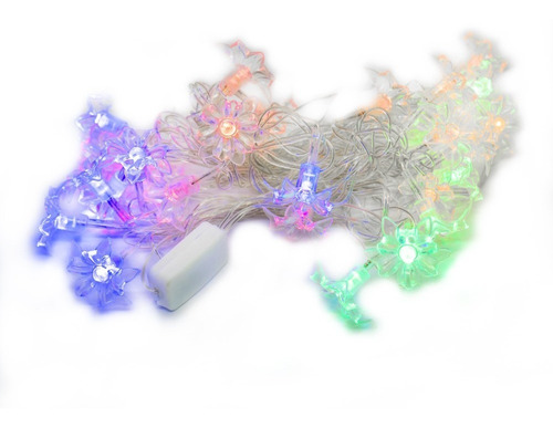 Imagen 1 de 5 de Guirnalda Luz Led 20 Flor Rgb Navidad 4 Metros Enchufe 220 V