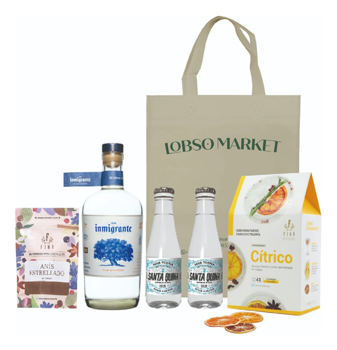 Kit Regalo Gin Tonic Inmigrante Gin + Tonicas + Botanicos