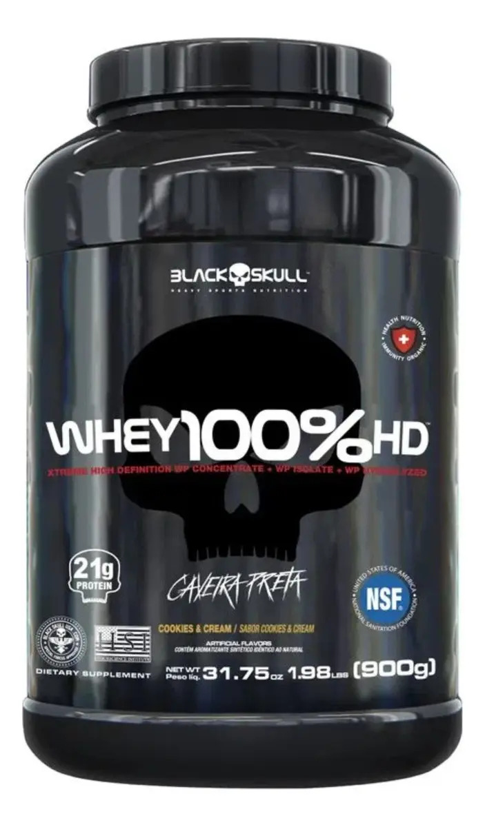Suplemento Black Skull Caveira Preta Whey 100% HD sabor cookies & cream de 900g
