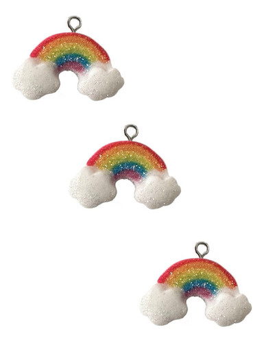 Abalorio Dijes Arcoiris Con Nube 2.5cms De Resina, 10 Pzas