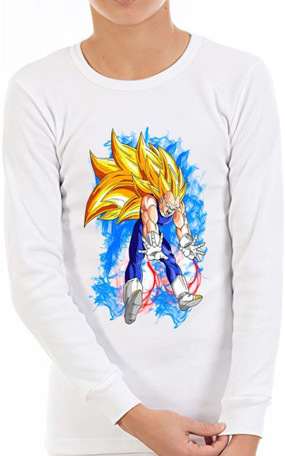 Polera Manga Larga Niño Vegeta Colores Exclusivo 100%algodón