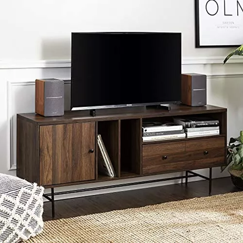 Mueble TV con panel de madera oscuro