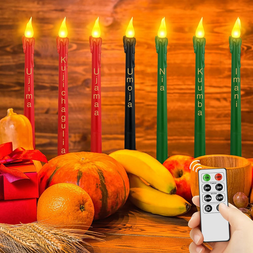 Juego De 7 Velas Kwanzaa Sin Llama, Velas De Adviento De Mis